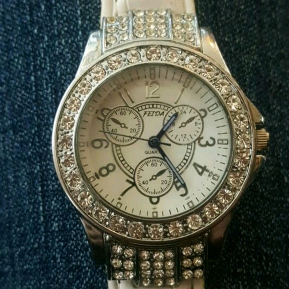Feida Accessories - Feida Watch Rhinestone & White